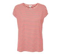 VERO MODA Vmava Plain SS Top Stripe Ga Jrs Noos T-Shirt, Cayenne/Strisce: Incontaminato, XS Donna