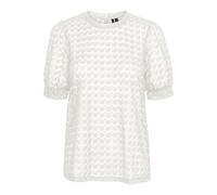 VERO MODA Vmbecca Lace SS O-Neck Top Jrs Ga Noos Camicia a Maniche Corte, Bianco, L Donna