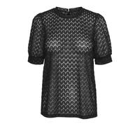 VERO MODA Vmbecca Lace SS O-Neck Top Jrs Ga Noos Camicia a Maniche Corte, Nero, L Donna