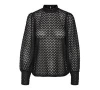 VERO MODA Vmbecca Top Jrs in Pizzo a Collo Alto Camicia a Maniche Lunghe, Nero, S Donna