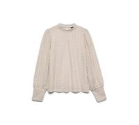VERO MODA Vmbecca Top Jrs in Pizzo a Collo Alto Camicia a Maniche Lunghe, Pumice Stone, M Donna
