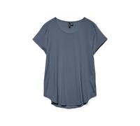 VERO MODA Camicia da Donna a Maniche Corte, Girocollo, Basic Regular, Blu Porcellana, L