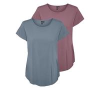 VERO MODA Vmbella Ss WVN Ga Noos Top da donna, Confezione da 2 (rosa mesa, citadel), L