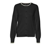 VERO MODA Vmbreeze LS O-Neck Cardigan Ga Boo Maglione, Nero/Dettaglio: Contrasto di Betulla, L Donna