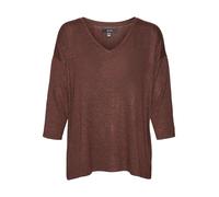 VERO MODA Vmbrianna Boo Rep-Pullover con Scollo a V 3/4 Maglione Lavorato a Maglia, Mattone Fired, Dettaglio: Nero mélange, M Donna