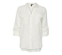 Vero Moda VMBUMPY LS - Maglietta Lurex Wvn GA Noos, Bianco Neve/Strisce: Oro Lurex, XL