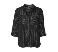 VERO MODA VMBUMPY LS - Maglietta Lurex Wvn GA Noos, Nero/Strisce: Lurex Argento, XL