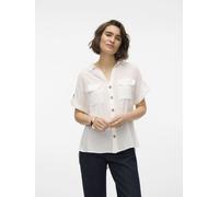 VERO MODA Vmbumpy-Maglietta S/S Wvn Ga Noos Camicia a Maniche Corte, Bianco, L Donna