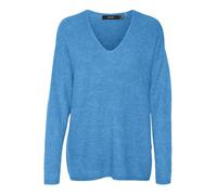 VERO MODA VMCREWLEFILE LS V-Neck Blouse Noos, Blu Azzurro. Dettagli: Melange, S