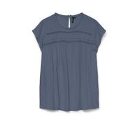 VERO MODA Vmdebbie Pleat S/L Top Ga Noos, T-Shirt Donna, Blu Porcellana, M