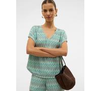 Vero Moda - VMDICTE SS V-NECK TOP JRS GA VO Verde - Abbigliamento M Verde