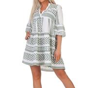VERO MODA Vmdicthe 3/4 Tunic Wvn Ga Noos Camicia da Donna, Snow White/AOP: Ibiza Hedge Green, M