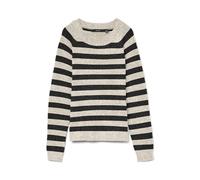 VERO MODA Vmdoffy LS O-Neck Blouse Ga Noos Maglione Lavorato a Maglia, Betulla/Strisce: W Black Melange, XS Donna