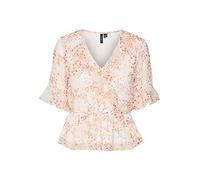 VERO MODA VMDORA Kaya 2/4 Wrap Wvn GA Top, Snow White/AOP: Dora, M, Bianco Neve/AOP:Dora, M