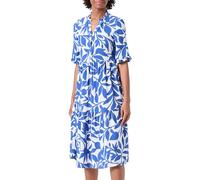 VERO MODA Vmeasy Joy 2/4 FRL Calf Dress Wvn Ga Abito Midi, Bianco Neve/AOP: Alisa Mazarine Blue, M Donna