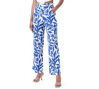 VERO MODA Vmeasy Joy HW Wide Pants Wvn Ga Pantaloni, Bianco Neve/AOP: Alisa Mazarine Blue, L Donna
