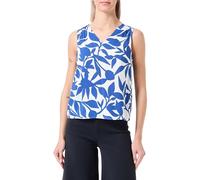 VERO MODA Vmeasy Joy-Maglia con Scollo a V, S/L Top, Bianco Neve/AOP: Alisa Mazarine Blue, L Donna