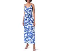 VERO MODA Vmeasy Joy Slit Maxi Abito con Scollo a V, Bianco Neve/AOP: Alisa Mazarine Blue, M Donna