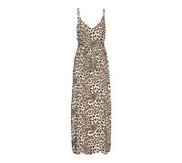 VERO MODA Vmeasy Joy Slit Maxi Abito con Scollo a V, Tan/AOP: Leone, M Donna