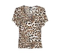 VERO MODA Vmeasy Joy SS Blouse Wvn Ga-Collo a V Top, Tan/AOP: Leone, S Donna