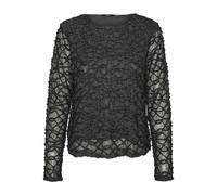VERO MODA Vmelga LS Boatneck Glitter Top Jrs Camicia a Maniche Lunghe, Asfalto/Dettaglio: Lurex 3D, S Donna