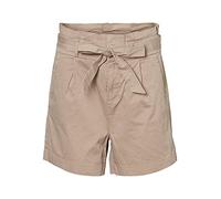 VERO MODA Vmeva HR Paperbag COT Shorts Noos Ga Pantaloncini Bermuda, Visone D39 Argento, S Donna