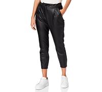 Vero Moda - Joggers allacciati in vita neri in pelle sintetica-Nero S