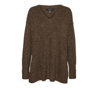 VERO MODA Vmfiluca Ga Noos-Pullover Lungo con Scollo a V Maglione, Pinecone/Dettagli: mélange, XL Donna