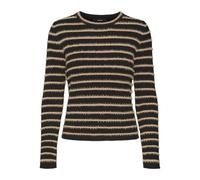 VERO MODA VMFLO LS O-Neck Pullover, Black/Detail:w. Silver Mink, L