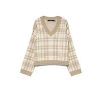 VERO MODA Vmgold Art LS V-Neck Pullover, Visone Argenteo, L