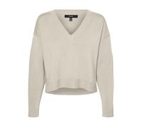 VERO MODA Vmgold Link LS V-Neck Cropped Pullover Maglione Lavorato a Maglia, Betulla, M Donna