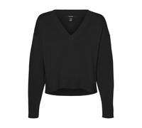 VERO MODA Vmgold Link LS V-Neck Cropped Pullover Maglione Lavorato a Maglia, Nero, XS Donna