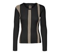 VERO MODA Vmgold New Rib LS O-Neck Pullover Maglione Lavorato a Maglia, Black/Detail:w. Silver Mink Melange, S Donna