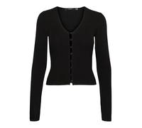 VERO MODA Vmgold Rib LS V-Neck Button Pullover Maglione Lavorato a Maglia, Nero, S Donna
