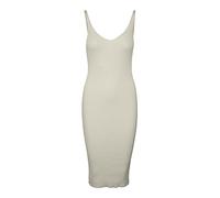 VERO MODA Vmgold Rib SL V-NCK Belowkn Dress Vestito, Betulla, L Donna