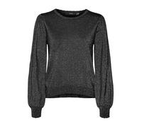 VERO MODA Vmhappyshine LS O-nk Scallop Pull Boo Maglione Lavorato a Maglia, Black/Detail:w. DTM Lurex, XS Donna