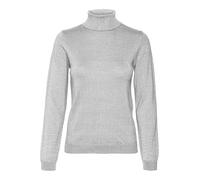 VERO MODA Vmhappyshine-Pullover a Collo Alto Maglione Lavorato a Maglia, Grigio Chiaro mélange/Dettaglio: W. Silver Lurex, S Donna
