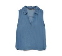 VERO MODA Vmharper SL Collar Short Top Ga, Media Blu Denim, S Donna