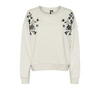 VERO MODA Vmhelen Trina LS Sweat Box Jrs Ga Maglia di Tuta, Birch/Dettagli: Spalla Nera, M Donna