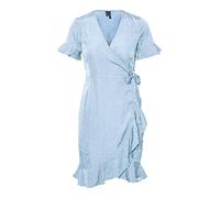 VERO MODA VMHENNA 2/4 Wrap Frill Dress Noos, Mini Abito da Donna, Bleu Clair, S