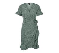 VERO MODA Vmhenna 2/4 Wrap Frill Dress Noos Vestito, Laurel Wreath/AOP: Tiny Dots, L Donna