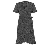 VERO MODA Vmhenna 2/4 Wrap Frill Dress Noos Vestito, Nero/AOP: Pois Piccoli, L Donna