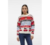 Vero Moda - VMHOLLY JOLLYFLAKES LS O-NECK PULL.XMAS Beige - Abbigliamento L Beige