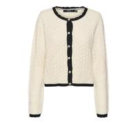 VERO MODA Vmjackie LS O-Neck Cardigan Boo Maglione, Betulla/Dettaglio: Contrasto Nero, M Donna
