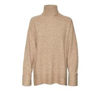 VERO MODA Vmjupiter LS-Pullover a Collo Alto Maglione Lavorato a Maglia, Silver Mink/Dettagli: mélange, S Donna