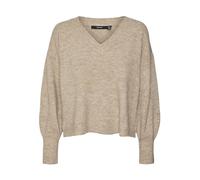 VERO MODA Vmjupiter-Pullover con Scollo a V Maglione Lavorato a Maglia, Silver Mink/Dettagli: mélange, M Donna