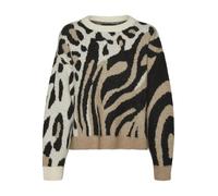 VERO MODA Vmkai-Pullover Ga Boo Maglione Lavorato a Maglia, Betulla/Dettaglio: Argento Mink And Black, S Donna