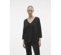 Vero Moda - VMKANVA 3/4 GLITTER V-NECK TOP JRS Nero - Abbigliamento M Nero