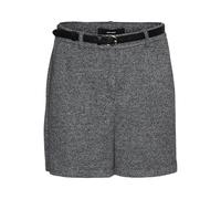 VERO MODA Vmkarly MW Belted Boo Shorts, Black/Detail:mealange Snow White, S