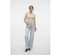 Vero Moda - VMKATHY SHR WIDE FOLD UP DNM JEAN LI3168 Blu - Abbigliamento 27 X 30 Blu